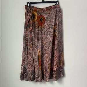 Boho Silk Wrap Skirt | Floral Patchwork | Festival Cottagecore Chic One Size
